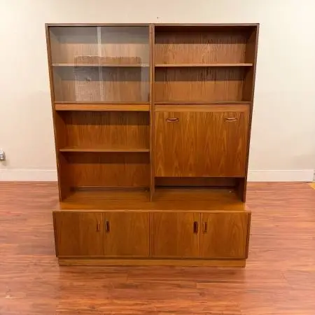 5 Vintage Mid-Century Displays, Cabinets, Teak, Rosewood