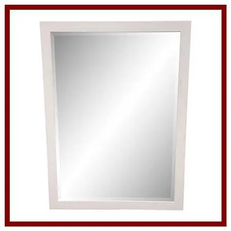 Contemporary White Dotted-trim Rectangular Wall Mirror