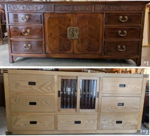Solid Wood Sideboard Buffet & Wooden Media Credenza from