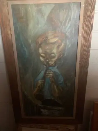 Delightful Mid 1960’s Original Painting Young Person Framed