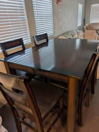 Dining Table & 8 chairs, counter height, butterfly leaf
