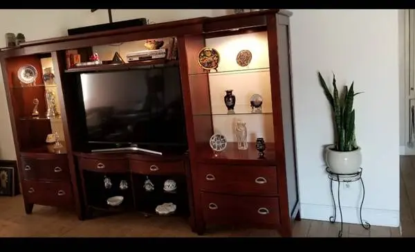 Solid Wood Entertainment Center-built in lights Adjustable