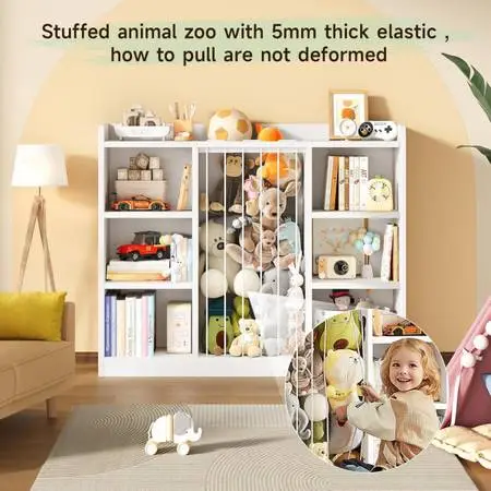 2-in-1 Toy & Stuffed Animal Organizer, Kids 6-Cube Storage Shelf with Rounded Co