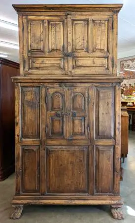 Antique 19th Century, Solid Teak 2 Tier Storage Cabinet / Hutch