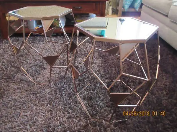 NPD Gold Metal and Glass side tables