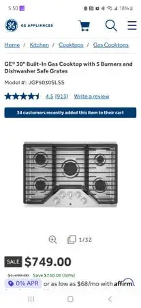 GE Gas Cooktop NEW UNOPENED