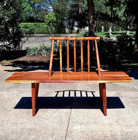 Mid Century Modern George Nakashima Style Conoid Bench