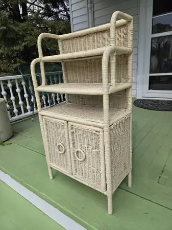 Mid Century Boho Chic Diminutive Wicker Shelf