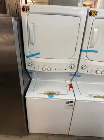 New ge stackable 27” width washer & dryer gas