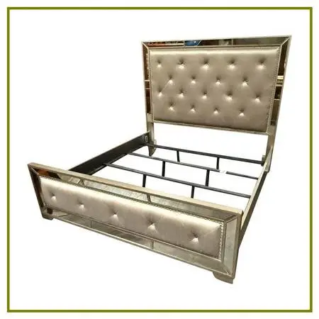 Eastern King Size Z Gallerie Ava Mirrored Tufted Bed