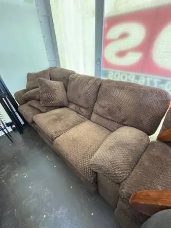 Bob’s Reclining Long Brown Sofa