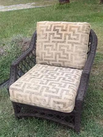 Outdoor Resin Wicker Armchair with Thick Cushions