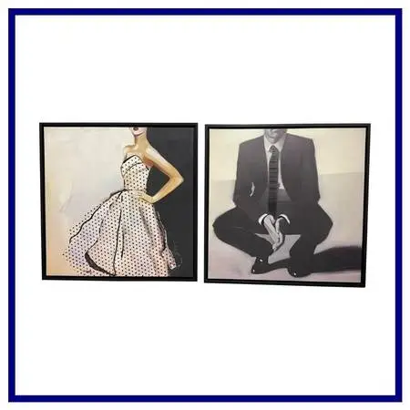 Anna Kincaide For Z Gallerie Framed Fashion Portrait Art, Set Of Two