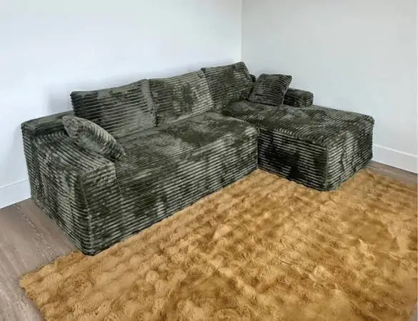 Corduroy L Shaped Sofa Couch