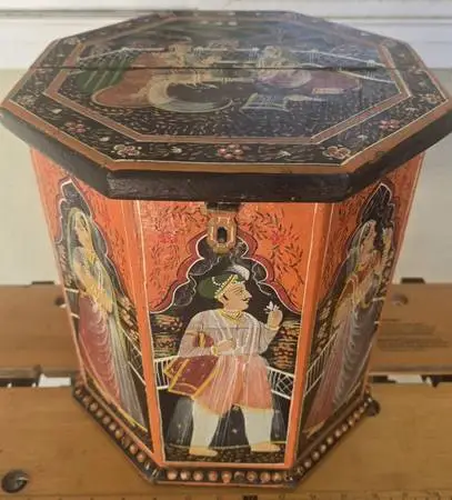 Rajasthani India Courtship Wood Stool Storage Box