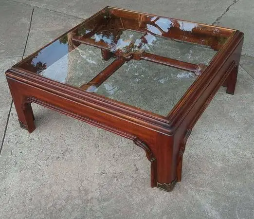 Vintage Chinoiserie Ming Style Mahogany Coffee Table