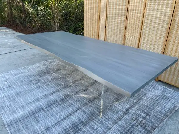 Custom Dinec 8’ Long Gray Coastal Live Edge Dining Table