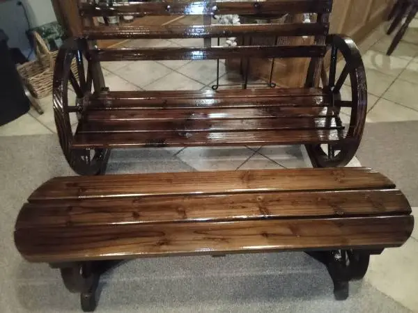 40 Wagon Wheel Bench & 44 Matching Table.