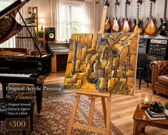 🎻 Original Acrylic Violin Painting by Young Artist Noah Ruby 🎻