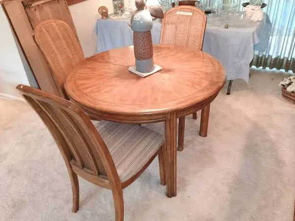 70s Drexel Dining Set Table 6 Chairs & Buffet