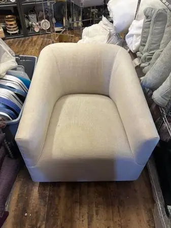 Beige Swivel Club Chair