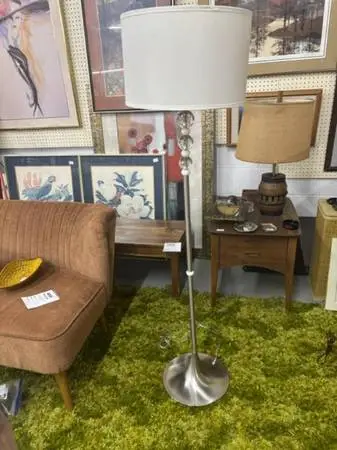 silver floor lamp with glass ball design w/shade