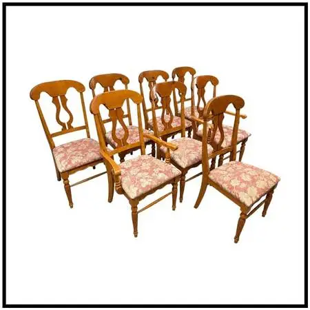 Fiddleback Splat Floral Dining Chairs, Set Of Eight