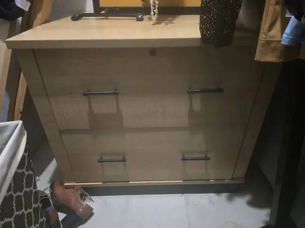 Two Large Drawer Light Wood File Cabinet