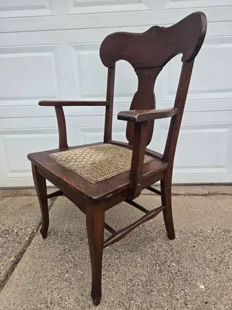 Antique Golden Oak Captains Chair