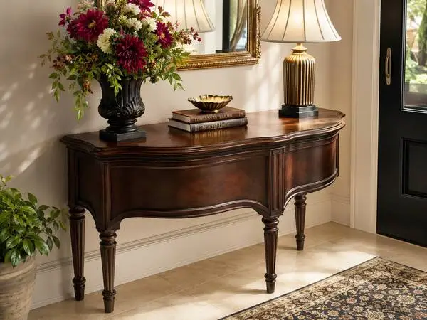 Elegant Curved Console / Entry Table – Solid Wood