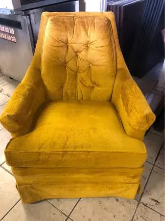 1960S ROWE MCM VELVET GOLD COLORED CHAIR GROOVY AND COOL