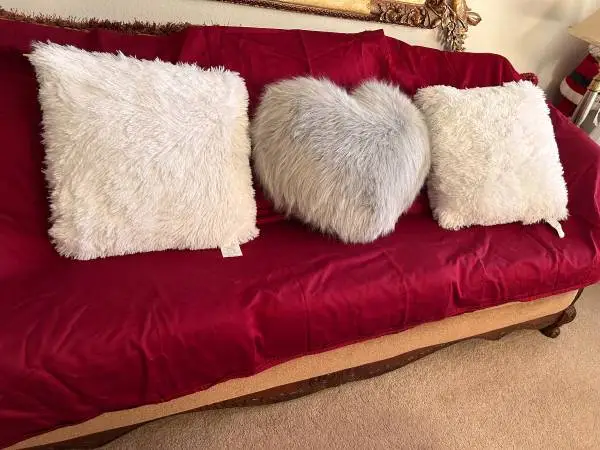 3 Fluffy Plush Faux Fur Throw Pillows.