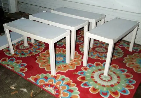 4 PLASTIC TABLES Indoor Outdoor Patio Lawn Yard Portable Furniture