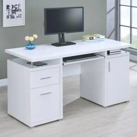 White 55-inch 2-drawer Office Computer Desk