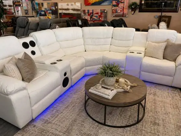 3 Piece Power Sectional With LED Lights and Speakers Available in Both