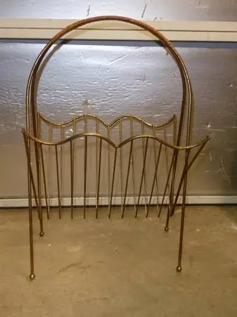 Vintage MCM Brass Color Metal Magazine Rack