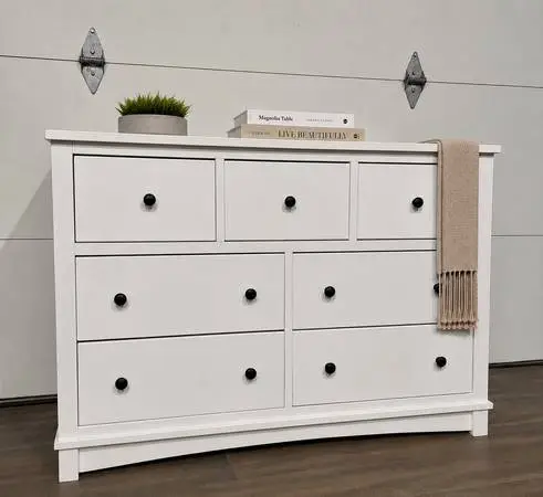 White 7-Drawer Solid Wood Dresser, Pottery Barn Style