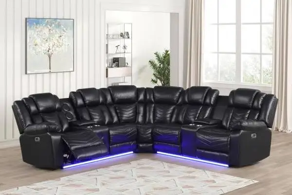 Black Power Reclining Sectional