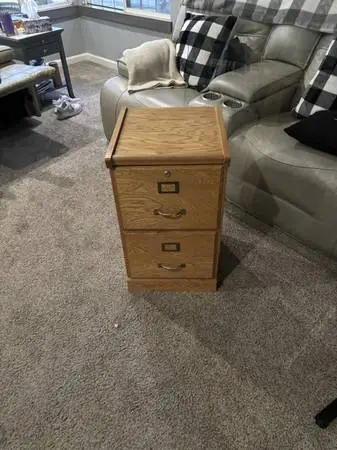 File Cabinet 2 Drawer Oak, Solid Wood