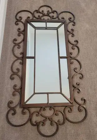 CURLY WROUGHT IRON MIRROR