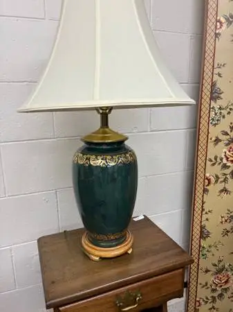 Vintage Green Porcelain Lamp