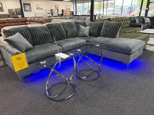 Grey L Shaped Sectional With LED Lights