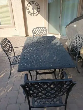 Outdoor ALL METAL Aluminum Dining Table Set + 4 Chairs lattice Design