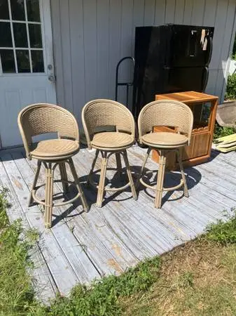 Woven Rattan Swivel Bar Stools