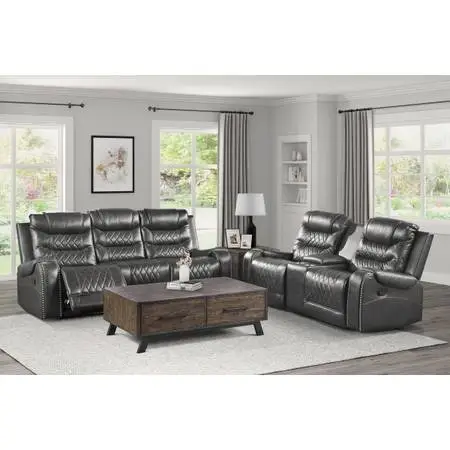 Grey Power Reclining Sofa and Loveseat