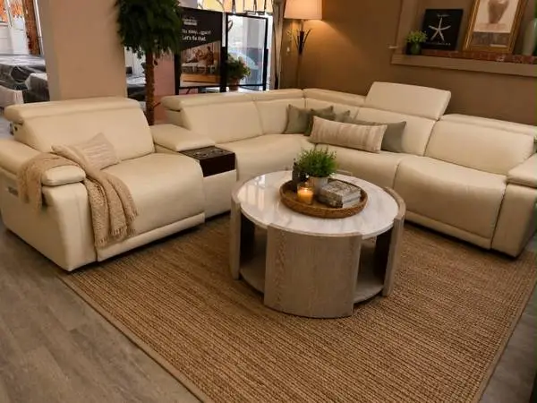6 PC BEIGE POWER SECTIONAL WITH STORAGE AND POWER PORTS