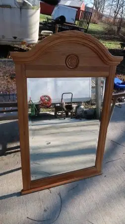 TALL BEVELED MIRROR IN OAK TRAME
