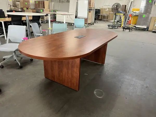 95 Cherry Laminate Racetrack with Panel Base (NW Office Liquidations)