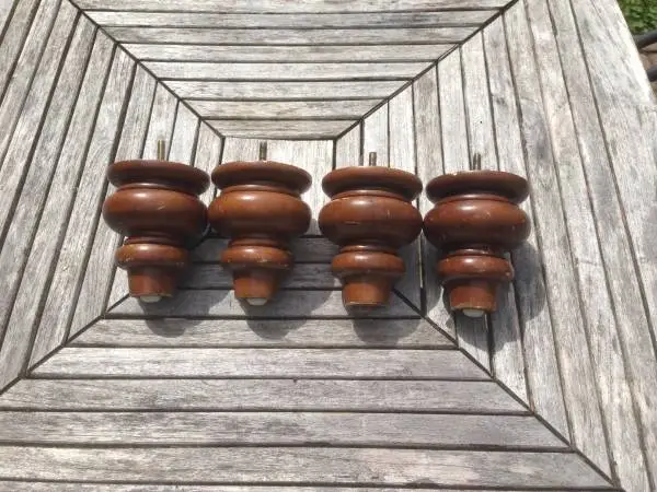 4 Solid Wood Bun Feet Wood Furniture Legs for Sofa Chairs Stools Couch
