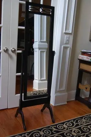 Beautiful Black Wooden Free Standing Full Length Mirror